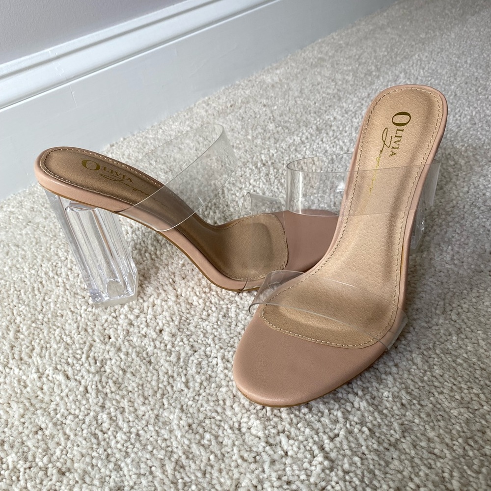 Clear and nude heels